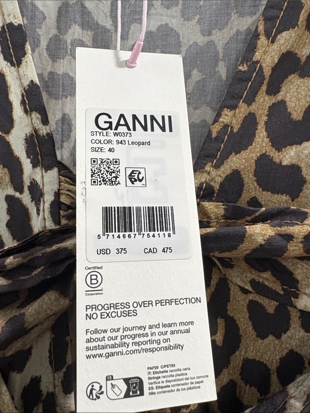 Ganni Brown Leopard Print Midi Dress - Picture 5 of 13